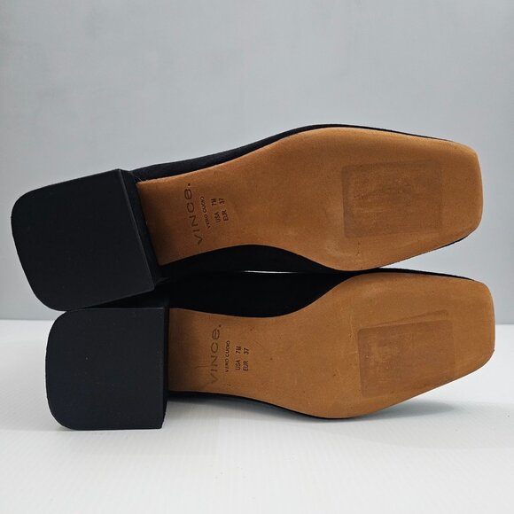 Vince Kimmy Chelsea Ankle Boot Womens 7 Black Suede Block Heel Designer Slip On - Picture 11 of 13